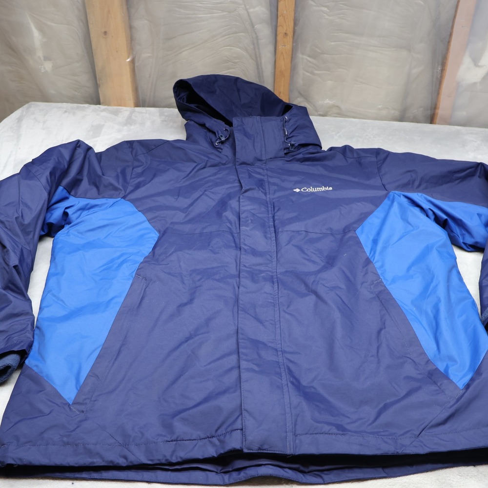 Columbia Jacket Mens XL Blue Eager Air Full Zip Waterproof Removable Liner 3in1